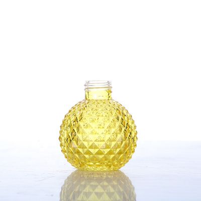 100ml Yellow Empty Aroma Reed Diffuser Glass Bottle with Dried Flowers 