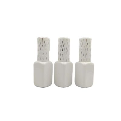 custom design printing white 10ml square glass uv gel nail polish bottle with cap