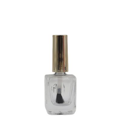 China supplier free sample clear custom 14ml nail polish glass bottle with gold cap 