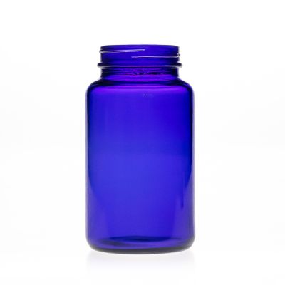 Pharmaceutical Grade 300ml 10oz Cobalt Blue Round Wide Mouth Glass Medicine Bottle with screw Cap 