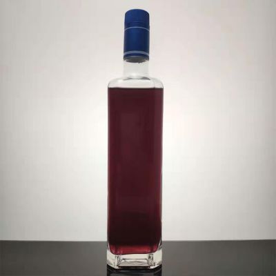750ml Vodka Spirit Square Heavy Base Tamper Proof Cap Glass Liquor Bottles