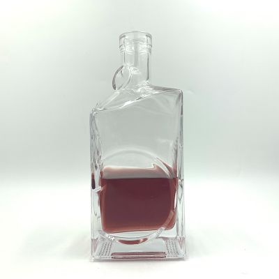 700ml Strange Square Transparent Empty Wine Glass Bottle For Vodka Brandy Whiskey Tequila 