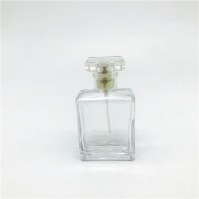 50ml customized design rectangle clear perfume glass bottle 