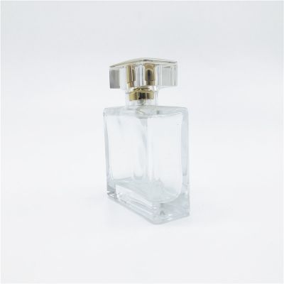 Clear empty glass 50ml empty spray perfume bottles with acrylic cap 
