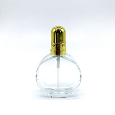 70ml empty clear ellipse glass perfume bottle with gold plastic cap 