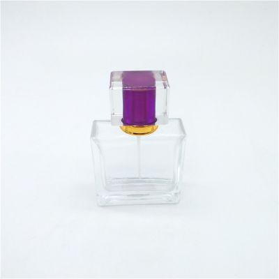 Purple acrylic cap frosted designer refill empty perfume glass bottle 50ml
