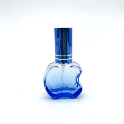 10ml mini apple shape clear glass perfume bottle with blue aluminum cap