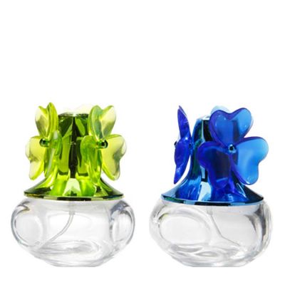 40ml 1.3oz clear round flower cap empty cosmetic packing screw spray refillable fragrance glass perfume bottle 
