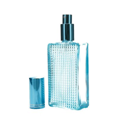 32ml 1oz wholesale empty luxury fragrance Square tradition personalized blue perfume spray glass bottle