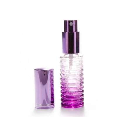 20ml China factory new screw thread cylinder gradient color oem design purple perfume spray glass bottle 