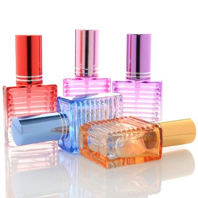 8ml Hot Sale Mini Aluminum Refillable Perfume Bottle spray pump square perfume glass bottle 