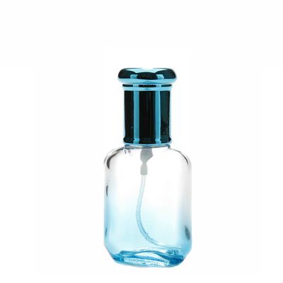 15ml traditional flat shape color design empty aluminium sprayer screw purple glass refillable perfume bottle 