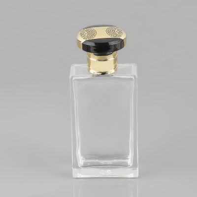 Luxury square transparent 75ml glass perfume bottle 