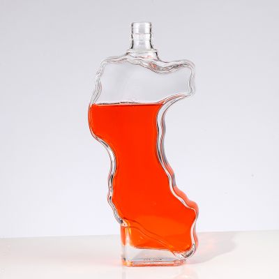 Luxury Shape High Transparency Small Mouth 350ml Unique Spirit Glass Bottle