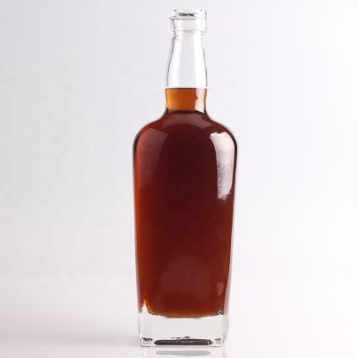 High Quality 700ml Plate Neck Whisky Glass Bottle Thick Base Common Neck Bottle For Whisky For Wholesale