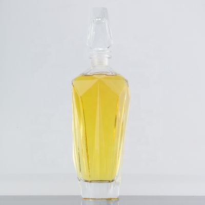 Custom Cork Sealed Luxury Transparent Super Flint Vodka Glass Bottle 500ml With Lids 