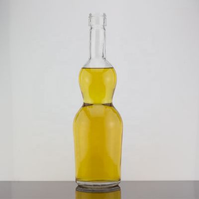 Custom Unique Shape Screw Cap Sealed Transparent Brandy Glass Bottle 700ml