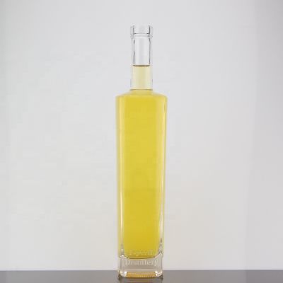 Clear Empty Square Shape Thick Bottom Tequila Glass Bottle 500ml For Corks