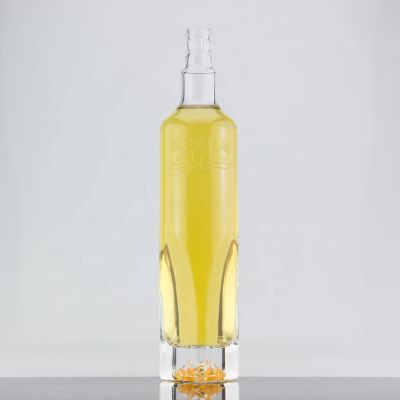 Custom Design Thick Bottom 500ml Tequila Glass Bottle With Embossed Logo