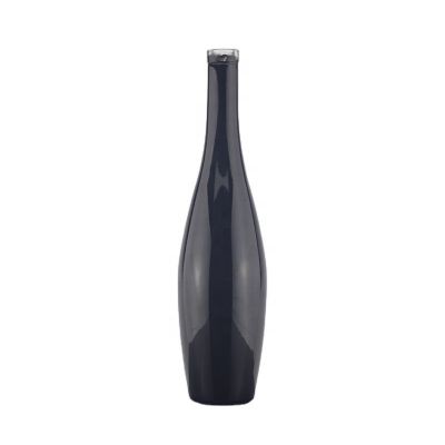 700ml 750ml Shinny Black Color Smooth Surface Liquor Spirits Glass Bottle For Vodka Whiskey Gin Rum Wine With Cork Top