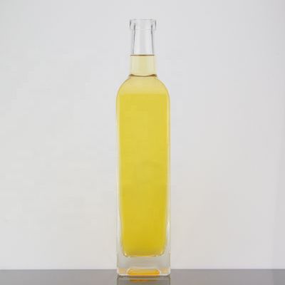 Square Shape Thick Bottom Clear Olive Oil Glass Bottle 500ml Cork Sealed