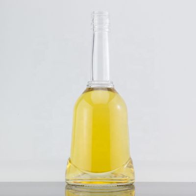 500 Ml Cheap Price Bottom Shape Glass Bottle With Long Neck Rum Glass Bottle With Decoration