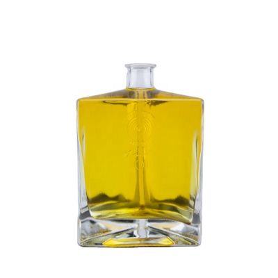 Unique design triangle shape transparent glass liquor gin bottle with cork stopper for 750ml