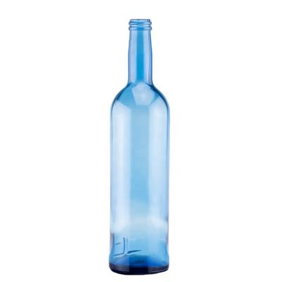 Wholesale 750ml Gin Bottle Cylinder Colored Blue Glass Bottles With Screw Cap
