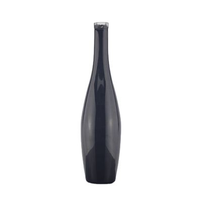 Hot Sale Bowling Shape Black Color Matte Glass Bottle 70 Cl Liquor Cork Stopper Bottle 
