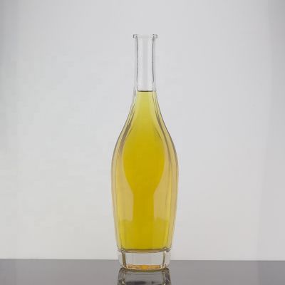 Hot Sale Bowling Shape Thick Bottom Super Flint Glass Bottle 70 Cl Screen Printing Cork Wine Bottle 
