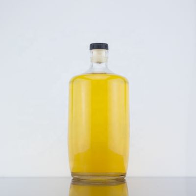 Manufacture Wholesale Cylinder Flat Shoulder 700 Ml Bottle Tequila Decal Cork Bottle 