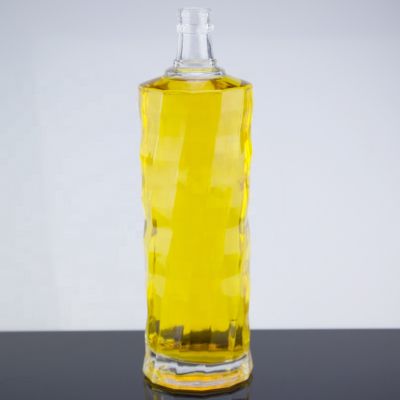 Custom Fancy Design Top Grade 750ml Clear Glass Bottle For Spirits Liquor 