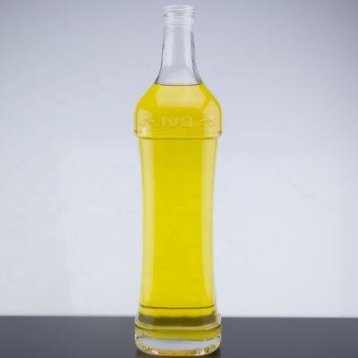 Screw Cap Sealed 750ml Clear Empty Olive Oil Glass Bottle With Embossed Design 