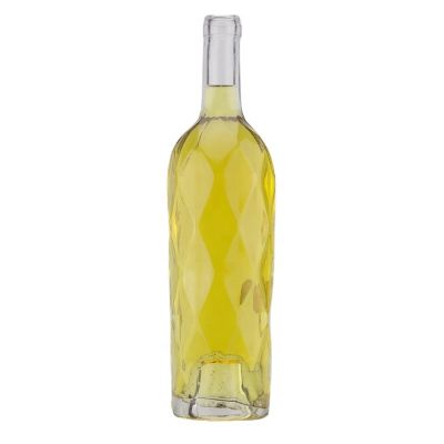 Customized Embossing Design Round Shape High White Liquor Cork Top Glass Bottle For Vodka 750ML 700ML 
