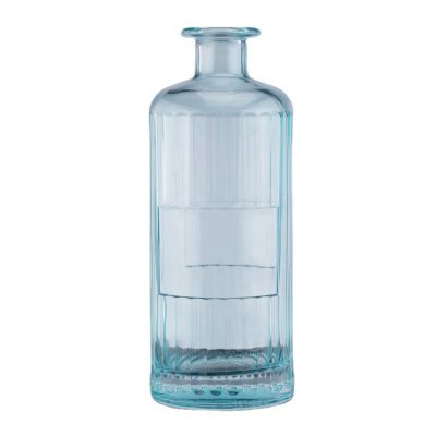 Blue Color Embossed Liquor Glass Bottle For Vodka Whiskey Tequila Rum With Cork Top 750ml 75cl High Flint Glass Bottle