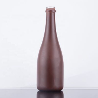 Manufacture 500 Ml Champagne Bottle With Matte Finish Bowling Shape Glass Bottle 