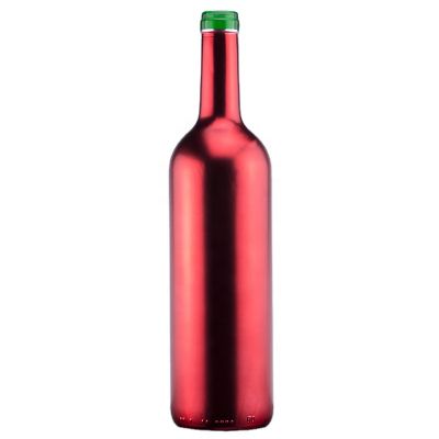 Customized Matt Red Color Classic Round Shape 750ml 700ml 500ml Liquor Wine Glass Bottle For Vodka Whiskey Brandy With Screw Top