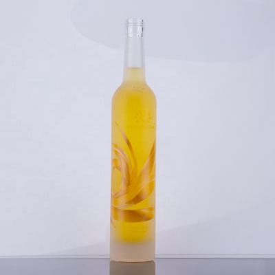 Manufacture Long Body And Long Neck Frost Glass Bottle 500 Ml Wine Bottle With Thick Bottom 
