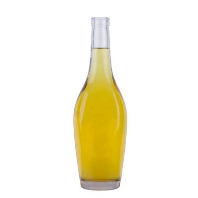Glass Bottles Wholesale Clear Bowling Shape Glass 500 Ml Brandy Bottle With Decoration