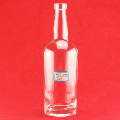 Factory Custom Round Shape 750ml Glass Bottle Thick Neck High Capacity Heavy Bottom For Liquor Glass Bottle 