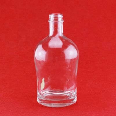 16 oz Clear Fat Glass Bottle Round Shape 500ml Glass Empty Bottle For Vodka Glass Wine Bottle Screw Cap 