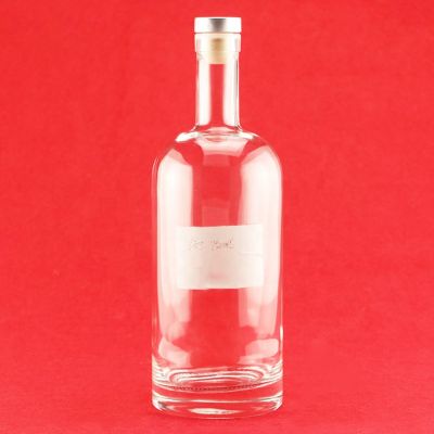 Cylindrical Glass Vodka Bottle 750ml Cylinder Glass Bottle Vodka With Cork 