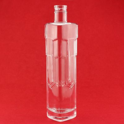 Customized Design Empty Vodka Glass Bottle Triangle Liquor Bottle Short Neck Glass Bottle With Cork