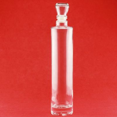 Acceptable Customer's Logo 750ml Glass Bottle Clear Thin High Whiskey Bottle Glass Stopper Vodka Bottle