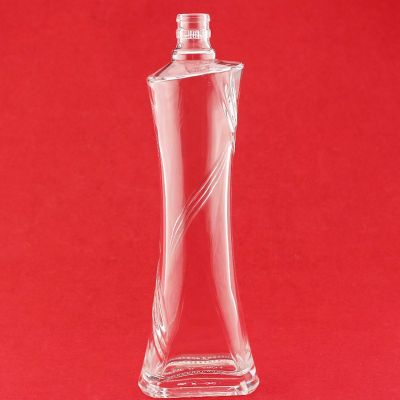 Custom Design Vodka Bottle Tall And Thin Glass Bottle For Whiskey Glass Bottle With Stopper 