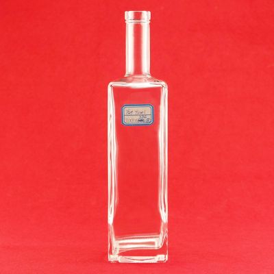 Manufacturer Made Square Shape Glass Bottle 75CL Long Neck Thick Bottom Super Flint Vodka Glass Bottle 
