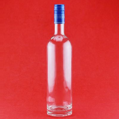 Wholesale Price Super Flint 750ml Thickness Bottom Glass Vodka Bottle With Blue Aluminum Screw Cap 