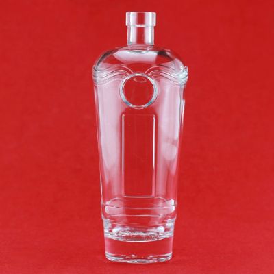 Super Flint 750ml Clear Glass Whiskey Bottles Embossed Vodka 700ML Glass Liquor Bottles With Cork 
