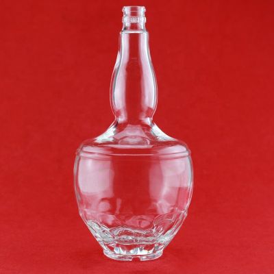 High-End 1000ml Vodka Bottle Liquor Glass Bottle Clear Wine Bottle With Plastic Tamper Proof Cap 