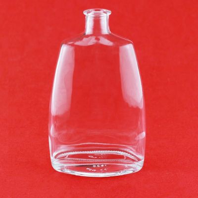 75CL Factory Price Top Quality Flat Round Shape Brandy Glass Bottle With Wooden Cork 